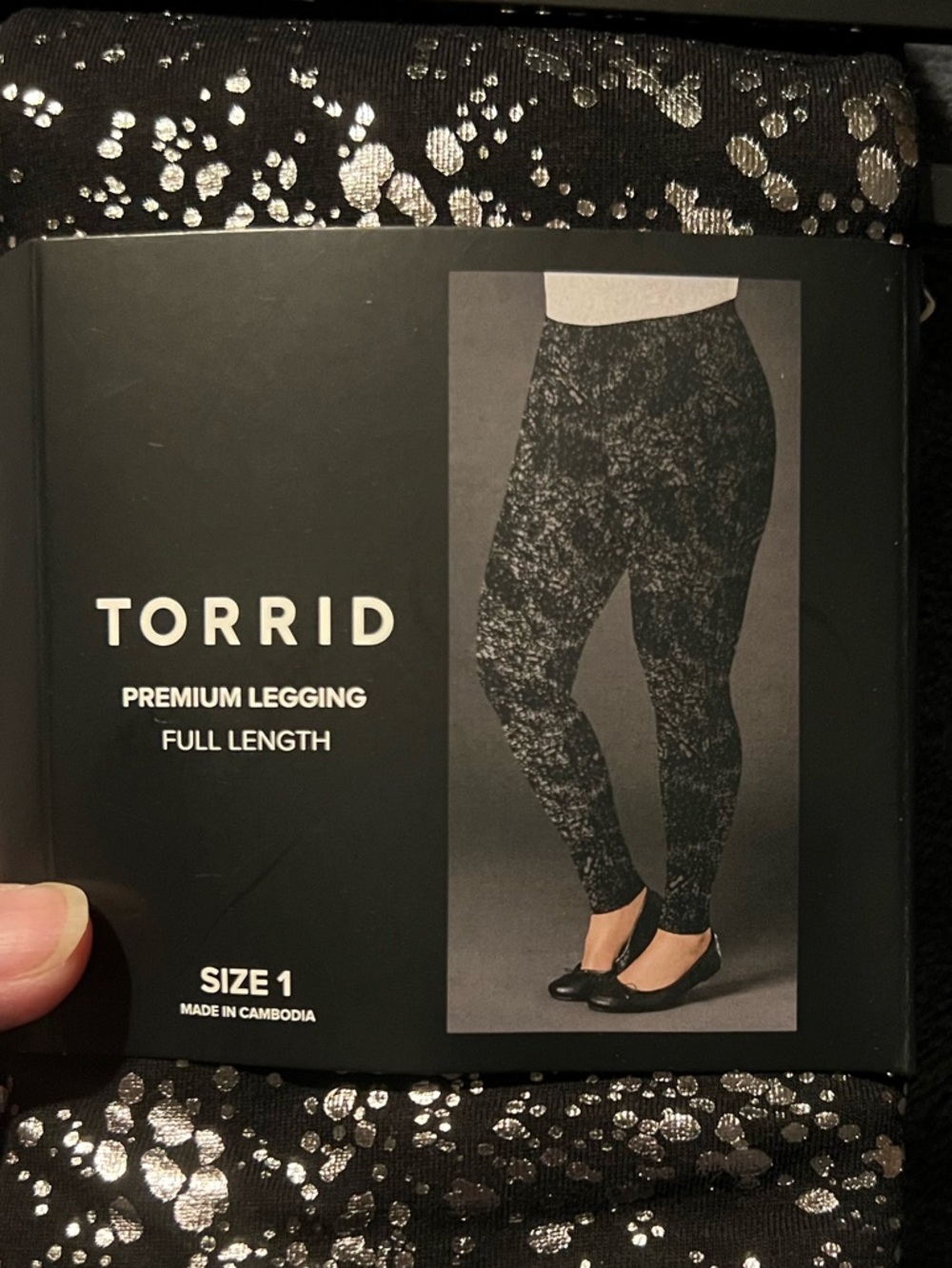 NWT Torrid Premium Black Leggings with Silver Foil Splatter Design